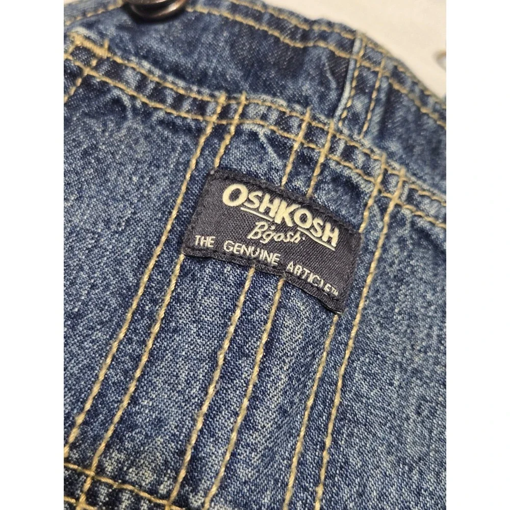 OshKosh B'gosh Boys 24 months Classic Overalls Blue Denim 100% Cotton Snap Legs